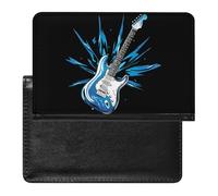 Guitar Blue Passport Holder Cover PU Leather Passport Wallet Organizer Protector Slim Travel Accessories