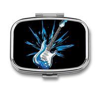 Guitar Blue Travel Pill Box Portable Pill Organizer Medical Box Pill Case Pill Container for Men Women