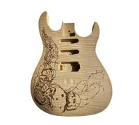 Guitar body Kits Unfinished Guitar Body Basswood Flame Maple Veneer Carved Pattern Musical Instruments Wooden Parts Guitar DIY Accessory(1)