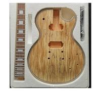 Guitar Body Unfinished Electric Guitar Full Set Combination Mahogany Solid Wood Body Map Stain Pattern(E8)
