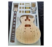 Guitar Body Unfinished Electric Guitar Full Set Combination Mahogany Solid Wood Body Map Stain Pattern(H14)