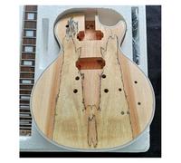 Guitar Body Unfinished Electric Guitar Full Set Combination Mahogany Solid Wood Body Map Stain Pattern(C4)