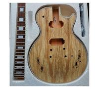 Guitar Body Unfinished Electric Guitar Full Set Combination Mahogany Solid Wood Body Map Stain Pattern(B)