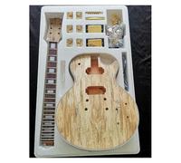 Guitar Body Unfinished Electric Guitar Full Set Combination Mahogany Solid Wood Body Map Stain Pattern(H16)