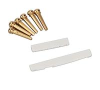 Guitar Bone Saddle Nut Brass Bridge Pins Kit Bright Sound Resonance Enhancer for All Guitars
