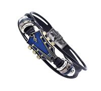Guitar Bracelet - 8.07 Inch Adjustable Rock Style Bracelets Guitar Bracelet | Multilayer Zinc Pu Leather Bracelets for Men Music Theme Valentine's Day, Se référer à la description, Zinc and PU Leather