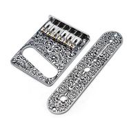 Guitar Bridge Carved Ball Bearing Bridge Control Panel Set Tailpiece For TL Electric Guitar(Chrome)