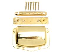 Guitar Bridge Cover Metal Shell Protector with Screws, Adjustable Height Saddle Bridge Plate Cover for Acoustic Electric Guitar Stringed Instrument Accessories (Gold)