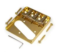 Guitar Bridge Fixed 3 Tuning Bridge With Compensated Copper String Bridge Tailpiece Suitable For TL Electric Guitar(Gold)