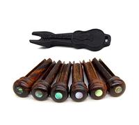 Guitar Bridge Pins 6pcs Wood Endpin Acoustic Guitar 6 Strings Nail Pegs Replacement Parts with Bridge Pin Puller Remover Acoustic Pins Pegs Pin Puller Peg String End
