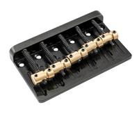 Guitar Bridge Set 17mm Spacing Dual Load Heavy Duty 5 String Bass Bridge With Brass Saddle Steel Plate Replacement Parts(Black)