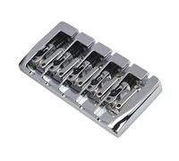 Guitar Bridge Set 5 String Electric Bass Bridge Bottom/back Pass Through The Tailpiece All Metal Replacement Parts(Chrome)