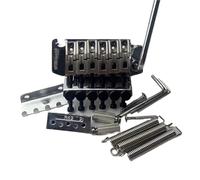 Guitar Bridge Set 6 String Electric Guitar Double Locking Tremolo Bridge 42mm R2 Nut Black(Chrome)