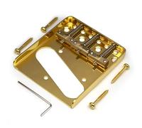 Guitar Bridge Set Fixed Bridge 3 Tuning Bridge With Compensation Copper String Code For TL Electric Guitar(Gold)