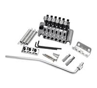Guitar Bridge Set Hemp Surface Six String Double Shake Tremolo Tailpiece Bridge(Silver)