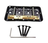 Guitar Bridge Short Compensated Brass Bridge 3 Way Adjustable Copper Tailpiece With Bottom Loading String Holes For Electric Guitar(Black)