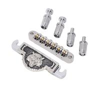 Guitar Bridge Tailpiece Guitar Rolling Saddle Bridge Fine Workmanship Professional Lion Pattern 6mm Easy to Install Metal for LP (Silver)