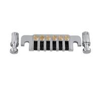 Guitar Bridge Tailpiece Replacement, Vintage Style Aluminum Alloy Copper 6 String Electric Guitar Stop Bar with Studs for LP SG ES EPI Guitars (Silver)