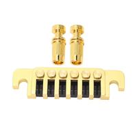 Guitar Bridge Tailpiece, Reversible Wrap Around Saddle Bridge Stop Tailpiece for EPI Style Electric Guitars, Brass and Iron Material with 2 Studs for Easy Installation, Replacem (Gold)