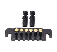 Guitar Bridge Tailpiece, Reversible Wrap Around Saddle Bridge Stop Tailpiece for EPI Style Electric Guitars, Brass and Iron Construction with 2 Studs for Easy Installation, Enha (Black)