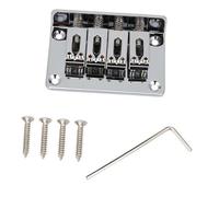 Guitar Bridges And Saddles Metal Fixed Hardtail Saddle Bridge For 3 Or 4 String Cigarbox Guitar Bass Ukulele(Silver,4)