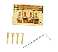 Guitar Bridges And Saddles Metal Fixed Hardtail Saddle Bridge For 3 Or 4 String Cigarbox Guitar Bass Ukulele(Gold,4)
