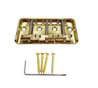Guitar Bridges And Saddles Short Compensated Brass Bridge 3 Way Adjustable Copper Tailpiece With Bottom Loading String Holes For Electric Guitar(Gold)