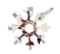 Guitar British Flag 19-in-1 Snowflake Multi Tool, Stainless Steel Metal Snowflake Multitool with Keychain, Compact & Portable Tools for Outdoor Camping Survival Daily Use Gift for Men