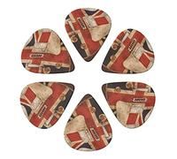 Guitar British Flag 6 Pack Guitar Picks with Organizer Storage Box, Thin-Medium-Heavy Picks Handmade Plectrums Guitar Plectrums Bass Ukulele Picks Acoustic Guitar Lovers Gift