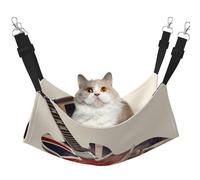 Guitar British Flag Cat Hammock for Cage Hanging Soft Pet Hammock Bed with Adjustable Straps and Metal Hooks Reversible Double Sided Hanging Bed Soft Sleeping Hammock for Cats