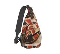Guitar British Flag Cross Chest Bag Diagonally Sling Bag Crossbody Shoulder Bag Travel Hiking Daypack For Men Women