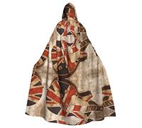 Guitar British Flag Hooded Cloak, Unisex Halloween Holidays Costume Adult Cloak