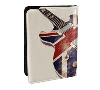 Guitar British Flag Passport Holder for Travel,RFID Passport Cover Wallet PU Leather Passport Card Holder Case Cute Passport Protector for Women Men