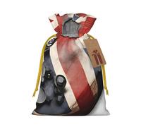 Guitar British Flag Print Christmas Burlap Drawstring Gift Bags Reusable Gift Bags, Holiday Packaging With Rustic Charm