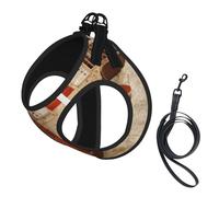 Guitar British Flag print Dog Harness, 2X Buckle,Dog Vest,No Pulling Front Leash Clip,for Small Medium Dogs
