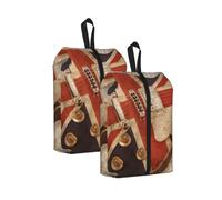 Guitar British Flag Print Durable Travel Shoe Bags for Storage and Packing, Water-Proof Shoe Bag with Smooth Zipper