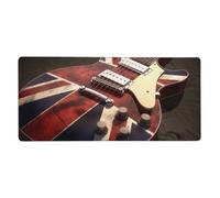 Guitar British Flag Print Mouse Pad Extra - Large Desk Mat for Office, Work - from - Home, PC Gamers & Streamers 16 x 35.5 Inch