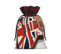 Guitar British Flag -Print Multi-Colored Burlap Drawstring Pouches, Eco-Friendly Bags For Parties Wedding Favors Packaging M Size