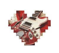 Guitar British Flag Printed Building Brick Heart Puzzle,Photo Heart-Shaped Puzzle - Personalized Jigsaw - Custom Picture Puzzle Valentines Day,30 Pieces
