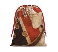 Guitar British Flag Printed Christmas Drawstring Gift Bags For Decorating Christmas Trees Staircases And Porches Party Favors Wedding Decor & Holiday Packaging 3 Sizes