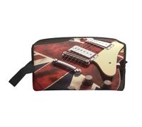 Guitar British Flag Printed Cosmetic Case with Handle, Lightweight Compact Storage for Makeup, Toiletries & Gadgets, Make up Organiser for Travel, School, Work