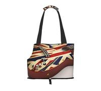 Guitar British Flag Printed Foldable Pet Bag - Portable Puppy Cat Travel Handbag Tote,Pet Carrier Backpacks.