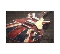 Guitar British Flag Printed Jigsaw Puzzle 14.4x9.8 CM, Rectangular Puzzle Challenging Game for Adults Gifts, Family Fun Decorative Wall Decor