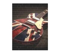 Guitar British Flag Printed Jigsaw Puzzle 16.7x22.3 CM, Rectangular Puzzle Challenging Game for Adults Gifts, Family Fun Decorative Wall Decor