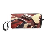 Guitar British Flag Printed Makeup Bag with Handle, Lightweight Portable Cosmetic Organiser for Travel, Gym & Daily Use â€“ Gift for Women Girls
