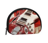 Guitar British Flag Printed Mini Coin Pouch, Shell Shape Zip Around Wallet, Small Zipper Pouch for Cash, Cards, Keys, Lipstick, Storage Pouch, Travel Organizer