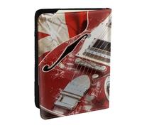 Guitar British Flag Printed Passport Holder - 6.5 x 4.5 Inch RFID Blocking Travel Wallet,Stylish Passport Cover,Lightweight Document Organizer for Cards