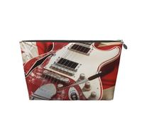 Guitar British Flag Printed Travel Cosmetic Bags with Silver Zipper Makeup Organizer Cosmetic Case Toiletry Bag for Women Mom Girls