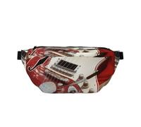 Guitar British Flag Printed Waist Bag Adjustable Bum Bag Lightweight Travel Waist Fanny Pack Belt for Walking Cycling Hiking Travel