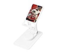 Guitar British Flag Prints Rotating Cell Phone Stand with 360° Swivel Base - Foldable Square Desk Phone Holder for iPhone 16 15 14 13 12 11,All Phones,White
